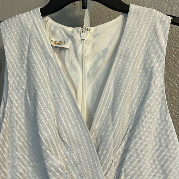 Talbots Women’s (M) Blue White Striped Vintage Sleeveless Midi Length Dress - Picture 3 of 8
